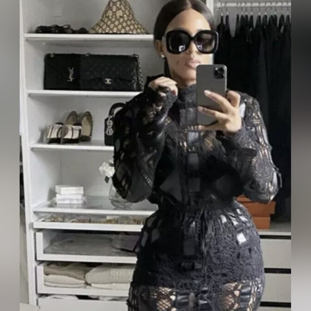 Zara crochet faux leather top size M